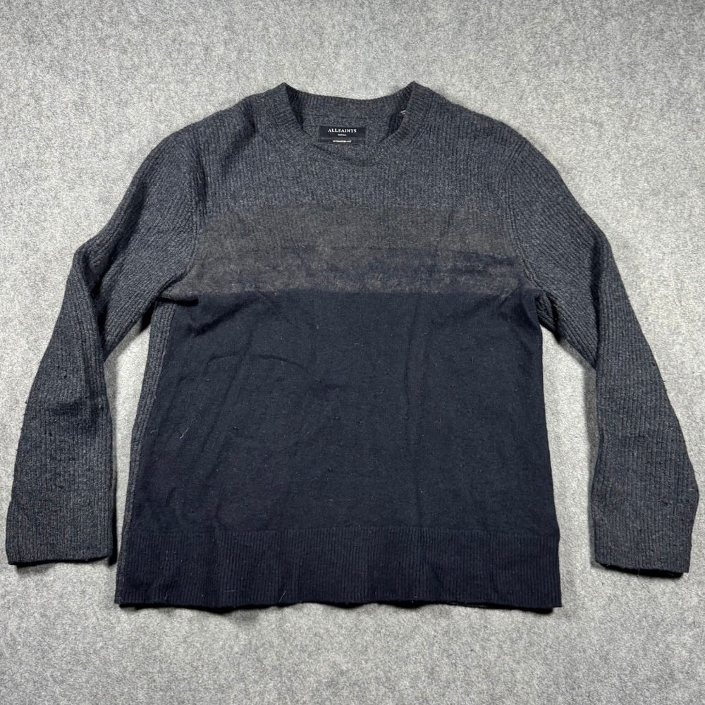 AllSaints Kelm Crew Sweater Mens Small Oversized Wool Cashmere Alpaca Charcoal